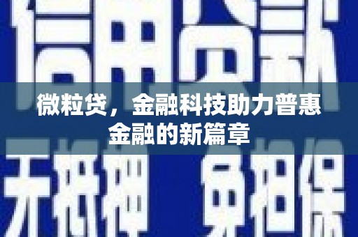 勉县微粒贷，金融科技助力普惠金融的新篇章