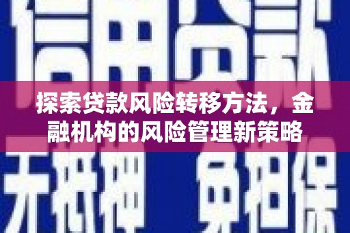 勉县探索贷款风险转移方法，金融机构的风险管理新策略