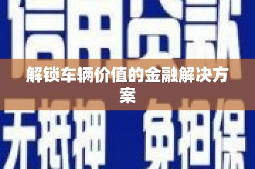 勉县解锁车辆价值的金融解决方案