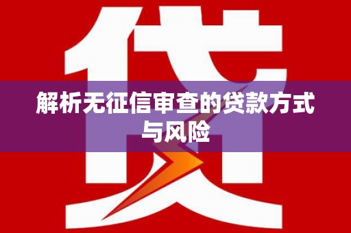 勉县解析无征信审查的贷款方式与风险