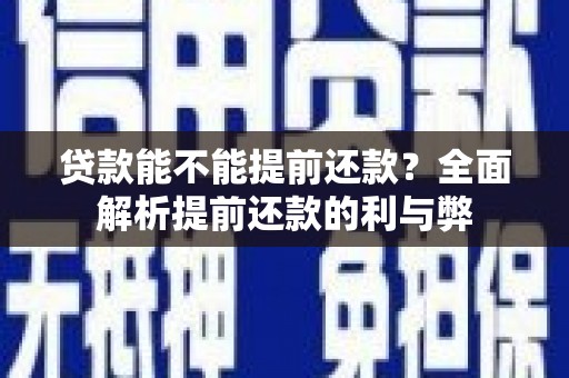 勉县贷款能不能提前还款？全面解析提前还款的利与弊